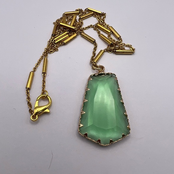 Bohemian Green Crystal Long Necklace - Stylish Large Crystal Necklace - Picture 3 of 14